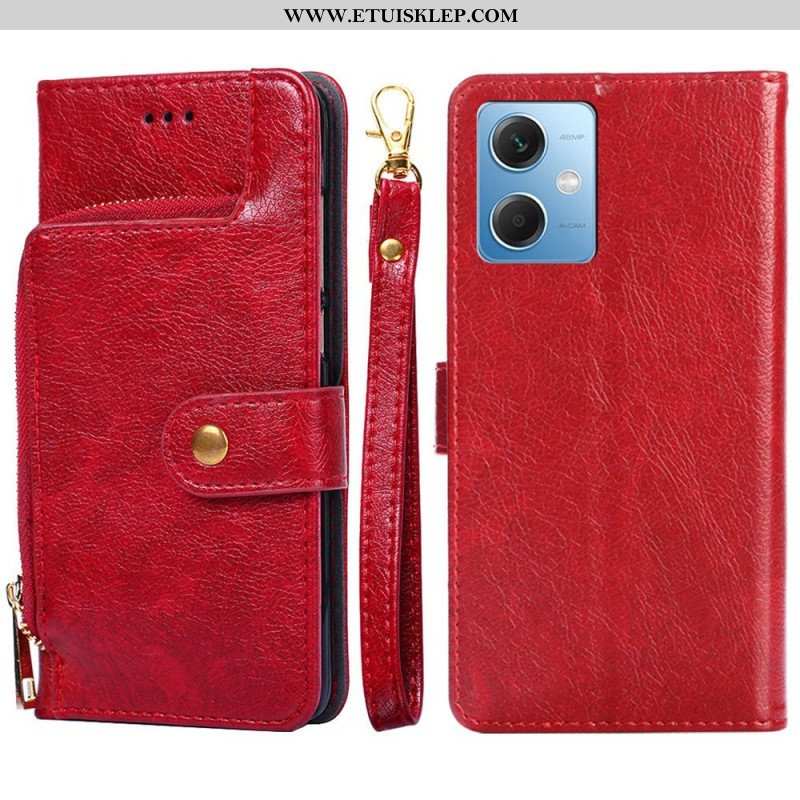Etui Folio do Poco X5 5G Zapinana Na Zamek Portmonetka